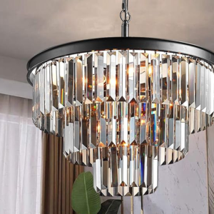 TZOE – Luxury Black Smoked Glass Pendant Ceiling Light, 3-Tier Ceiling Light Fixture for Dining Room, Living Room, Bedroom, Foyer W19.69