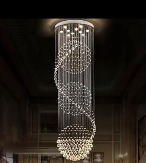 3S Staircase Long Crystal Chandelier Diameter: 4Ft & Height: 12Ft / Mirror Rose Gold - Image 2