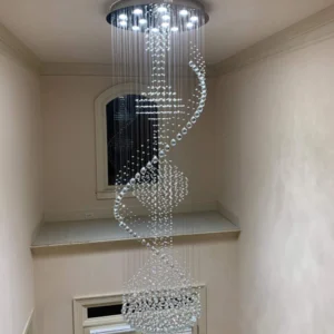 Spiral Modern Crystal Led Chandelier for Living Room Hall Staircase Ceiling Light
