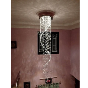 Spiral Modern Crystal Led Chandelier for Living Room Hall Staircase Ceiling Light