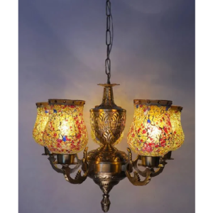 Antique Metal 5 Lamp Chandelier