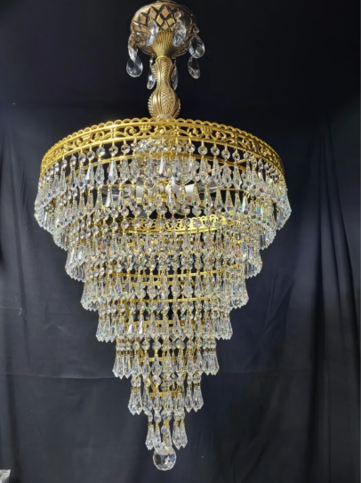 Original Crystal Jhoomar Gold Design Chandelier Light for Home - Image 2