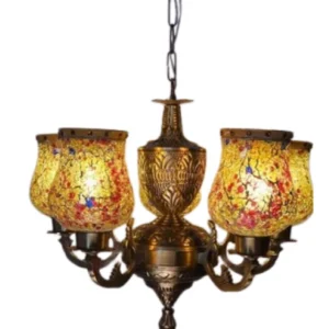 Antique Metal 5 Lamp Chandelier