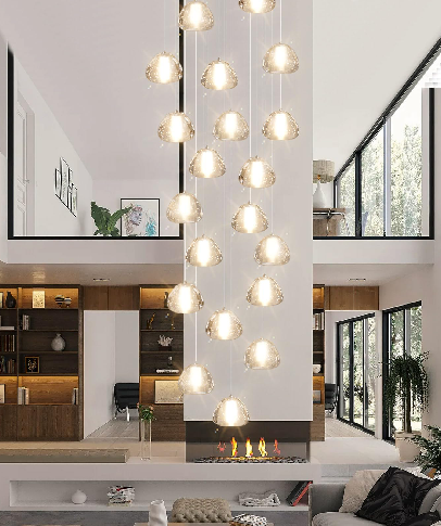 dolria 20-Light Modern Chandeliers for Entrance High Ceiling Chandelier Living Room Lights Fixture LED Ceiling Lamp Bubble Crystal Adjust Hanging Pendants Lighting for Stairwell Hallway Foyer - Image 2