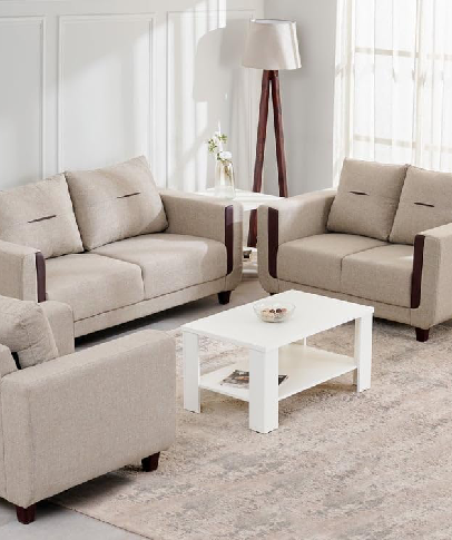 Helios Hummingbird Velvet 3+2 Seater Sofa Set with Cushions - Image 2