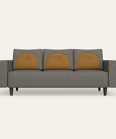 Godrej Interio - Windle 3-Seater Fabric Sofa 1-Year Warranty, Solid Wood, Taupe and Camel - Image 2