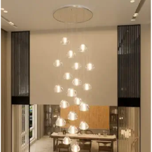 dolria 20-Light Modern Chandeliers for Entrance High Ceiling Chandelier Living Room Lights Fixture LED Ceiling Lamp Bubble Crystal Adjust Hanging Pendants Lighting for Stairwell Hallway Foyer