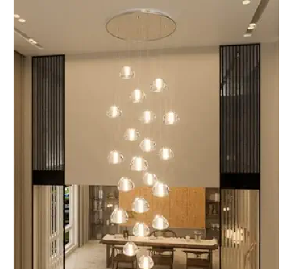 dolria 20-Light Modern Chandeliers for Entrance High Ceiling Chandelier Living Room Lights Fixture LED Ceiling Lamp Bubble Crystal Adjust Hanging Pendants Lighting for Stairwell Hallway Foyer