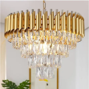 Crystal Gold Polish Metal Hanging Pandent Jhumar Chandeliers Chandelier Ceiling Lamp