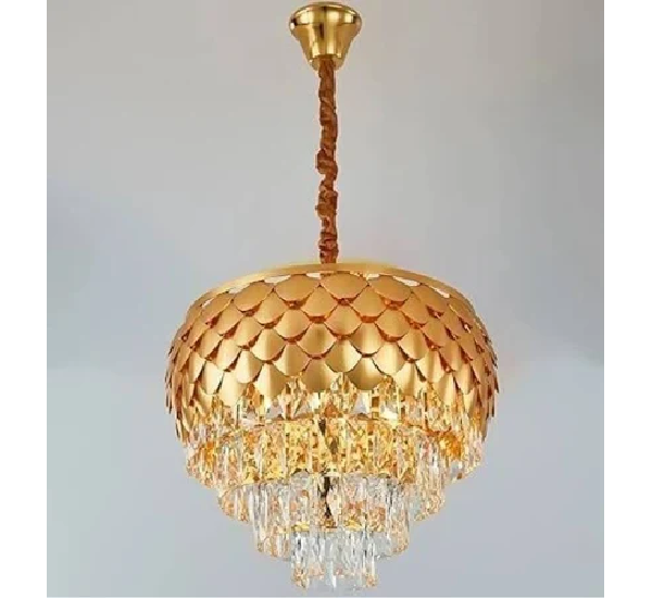 Crystal Polish Metal 400mm Pineapple Hanging Jhumar Chandelier Chandelier Ceiling Lamp