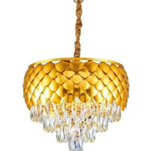 Crystal Polish Metal 400mm Pineapple Hanging Jhumar Chandelier Chandelier Ceiling Lamp