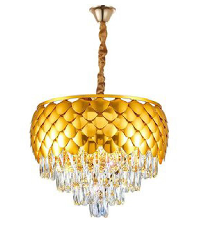 Crystal Polish Metal 400mm Pineapple Hanging Jhumar Chandelier Chandelier Ceiling Lamp - Image 2