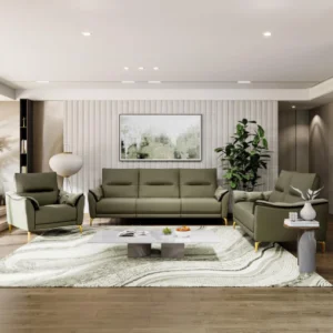 Green Upholstered Sofa 3-Seater Contemporary Style Durable